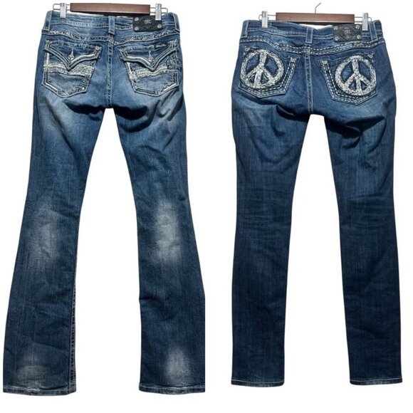 Miss Me Denim - Miss Me Set of 2 Jean Women 28 Blue Bootcut & Skinny Cowgirl Western Y2K Studded